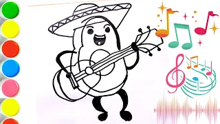 How To Draw A Funny Avocado Mariachi | Painting & Coloring | Let's Learn and Draw | Asma Art