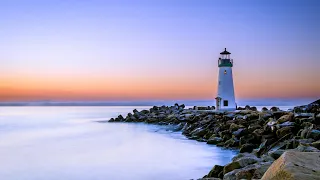 Lighthouses with calm relaxing music, meditation, sleep. Peaceful music and video.