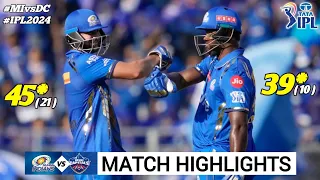 MI vs DC 43rd Match IPL 2024 Highlights | IPL Highlights 2024 | MI vs DC highlights today