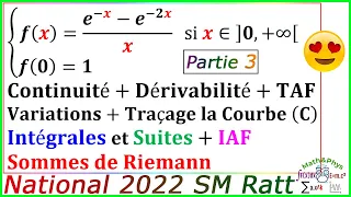 Examen National 2022 SM - Etude de Fonction - Calculs d'Intégrales - Partie 3