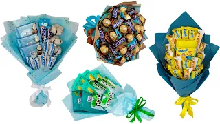 4 ideas: Bouquet of chocolate in 15 minutes at home. Gifts and crafts video tutorial