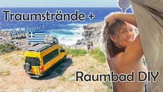 So DUSCHEN wir im VAN • MIT dem CAMPER durch GRIECHENLAND・Dinosaurierstrand, Höhlen und WILDCAMPING