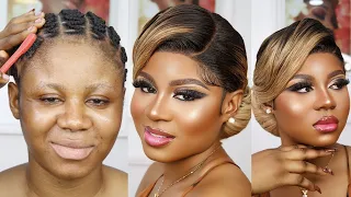 100M VIEWS⬆️ VIRAL 💣BOMB🔥😱MUST WATCH 👆 BRIDAL MAKEUP AND HAIR TRANSFORMATION ❤️MELANIN DARK SKIN