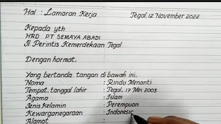 CONTOH SURAT LAMARAN KERJA YANG BAIK DAN BENAR||CARA BUAT SURAT LAMARAN KERJA TULISAN TANGAN