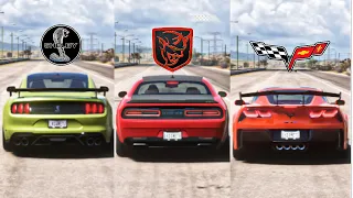 FH5 DRAG RACE - Ford Mustang Shelby GT500 Vs Dodge Demon Srt Vs Corvette ZR1