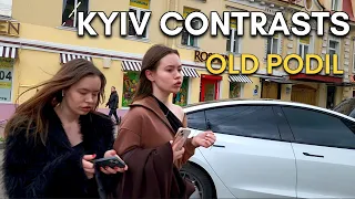 4K | Kyiv Contrasts | Walk Around Old District of Kyiv - Podil | Life in Kyiv | Ukraine Today