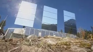 Giant mirrors reflect sunshine into dark Norway town of Rjukan