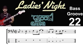 LADIES NIGHT (Kool & The Gang) How to Play Bass Groove Cover with Score & Tab Lesson