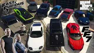 GTA 5 - Stealing Fast And Furious 7 Movie Cars with Franklin | (GTA V Real Life Cars #66)