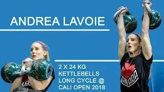 Andrea Lavoie | 54 reps in long cycle with 2 x 24 kg kettlebells (California Open, 2018)