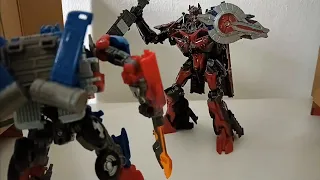 Transformers DOTM Optimus Prime Vs Sentinel Prime (stop motion)