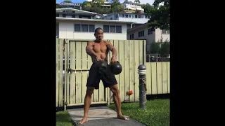 Day 217 FitPro Hawaii Workout - Double 24 kg. Kettlebell Front Squat and Swings - December 17, 2020