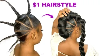 😱I’M SO SHOOK!!😳 $1 Hairstyle Using Braid Extension