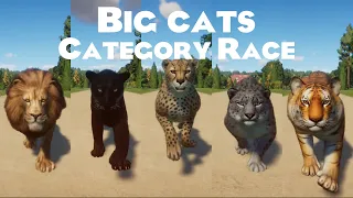 Big Cats Category Speed Races in Planet Zoo included Lion, Snow Leopard, Bengal Tiger, Cheetah & etc