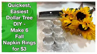 Quickest, Easiest Dollar Tree DIY - Make 6 Fall Napkin Rings for $3