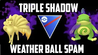 Triple Shadow WEATHER BALL SPAM strategy with Shadow Kanto Ninetales and Legacy Shadow Politoad