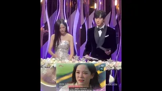 Kim Sejeong and Anh Hyoseop reaction to VCR best couple award at sbs drama awards 2022