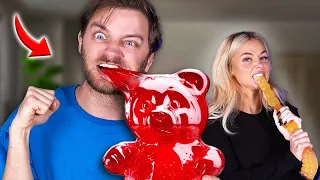 we ate the worlds LARGEST gummies (60,000 calories)