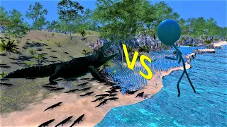 【UEBS】Stickman vs Crocodile. Waterside battle in the jungle! | Ultimate Epic Battle Simulator