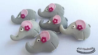 ~JustHandmade~ How to make a polymer clay (fimo) elephant brooch