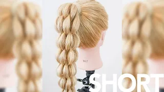 NO BRAIDING‼️ 3D Pull Through Braid Using Only Elastics 😆 Ponytail Hairstyle #Shorts