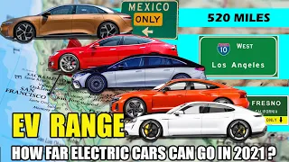 EV RANGE  - How far you can drive Luxury Electric Cars until they run out of Battery Power ?