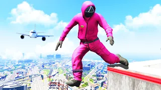 GTA 5 Squid Game Guard Parkour Fails Ep.1 (Ragdolls, Jumps, Funny Moments)