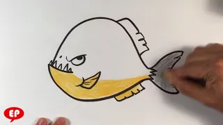 How to Draw a Piranha Fish - Easy Pictures to Draw