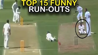 Top 15 Funniest Run-Outs in Cricket History Ever | Funny Run-Outs in Cricket History