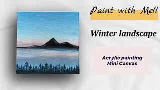 How to paint Winter Landscape/ Acrylic painting for beginners /Step by Step / Mountains & pine trees