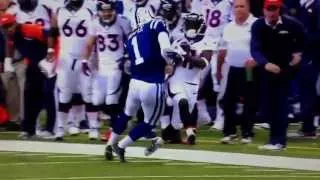 Colts punter Pat Mcafee hits Bronco's returner Trindon Holliday hard