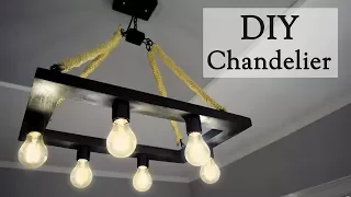 DIY Industrial Style Hemp Rope Chandelier for 35$