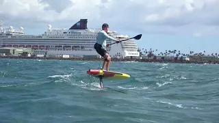 Raw video of SUP foil last mile of a Maliko run into Kahului Harbor Go Foil GT1250