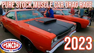 Pure Stock Muscle Car Drag Race 2023 - PSMCDR at Mid-Michigan Motorplex!