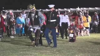 US Marine War Dancing at Iowa Tribe of Oklahoma Powwow 2014