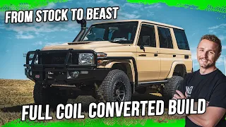 LandCruiser Wagon Gets Coil Converted! LC 76 Series Complete Build! Start to Finish!