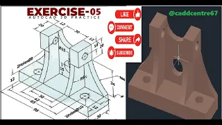 AutoCAD 3D Practice Mechanical Drawing using Line Extrude Command  AutoCAD 3D Modeling Mechanical