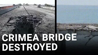 Ukraine strikes key Crimea bridge, cutting off supplies for Russian forces, says Russia