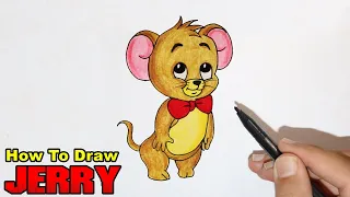 How to draw Jerry mouse from Tom and Jerry step by step easy for beginners