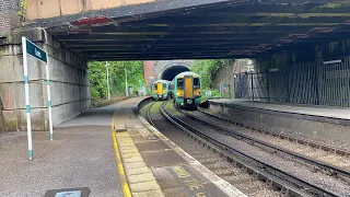 Class 377428 and 377431 depart Lewes while 377119 and 377108 arrive into Lewes