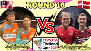 (R16)🇲🇾Arif Junaidi-Yap Roy King 🆚️ 🇩🇰Daniel Lundgaard-Mads Vestergaard🔥‼️#thailandopen2024