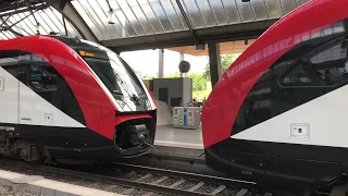 VERY LONG SOB TRAVERSO FLIRT 3.5 AND TWINDEXX! Trains and TRAMS in Zurich on a busy day