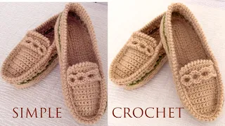 Zapatos a Crochet fáciles de tejer Mocasines tejidos con ganchillo