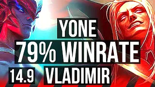 YONE vs VLADIMIR (TOP) | 79% winrate, 6 solo kills, Godlike, 12/3/4 | BR Master | 14.9