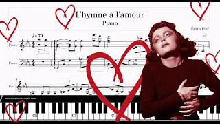 L'hymne à l'amour - Piano - Édith Piaf (Sheets Tutorial Piano score - Édith Giovanna Gassion)