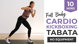 10-Minute CARDIO KICKBOXING Tabata Workout | No Equipment, No Jumping