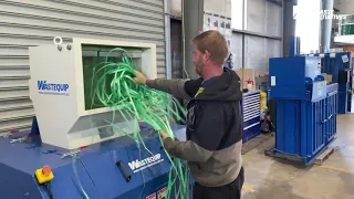Wastequip PC3260 Granulator trial on PET plastic strapping.