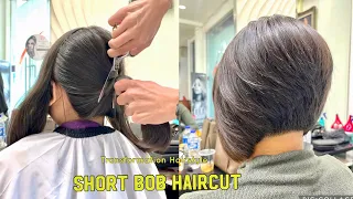 SHORT BOB HAIRCUT | Hair Transformation | Potong rambut bob pendek | DIY | ASMR | Update | hairstyle