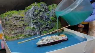 DIORAMA WITH OCEAN OF EPOXY RESIN in 1/1200 scale. DIY.