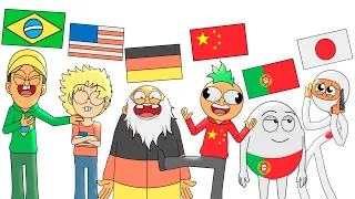 Português VS Inglês VS Alemão VS Chines VS Portugal VS Japonês !!! Animação